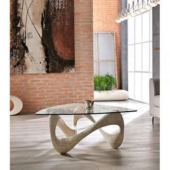 Mesa de Centro Transparente-Beige 100 cm x 100 cm H. 42.5 cm
