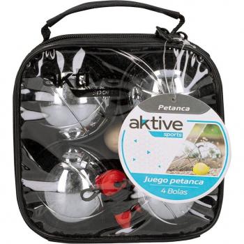 Juego de Petanca Profesional AKTIVE 54035 - 4 bolas, Metal, Color Baby, dimensiones 16 x 7 x 17 cm