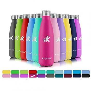 KollyKolla Botella de Agua Acero Inoxidable, Termo Sin BPA Ecológica, Botellas Termica Reutilizable Frascos Térmicos para Niños & Adultos, Deporte, Oficina, Yoga, Ciclismo,