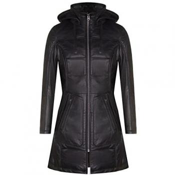 Infinity Leather Women's Quilted Hooded Parka Coat - Allentown Black Size 18 UK / EU 46