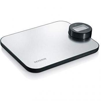 SEVERIN KW 3671 Báscula de Cocina sin Pilas, 4 Unidades de pesaje, Máx. 5 kg, Función tara, Acero inoxidable/Negro