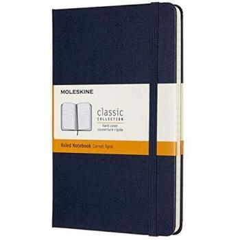 Cuaderno Moleskine Clásico Mediano Rayado Tapa Dura Azul Zafiro 11.5 x 18 cm, 208 Hojas