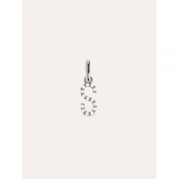 Charm Singularu Letter Spark - Colgante Inicial en Plata de Ley 925 con Acabado Baño de Rodio - Letra S - Joya Elegante para Combinar con Collares