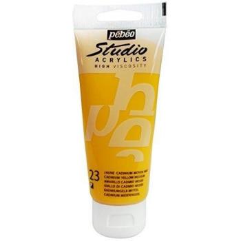 Pintura Acrílica Pébéo Studio - Amarillo Cadmio Medio Imitación - 100 ml - Satinado
