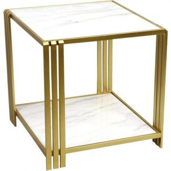 Mesa de Centro Metal y Mármol 80 x 40 x 40 cm - Dorado