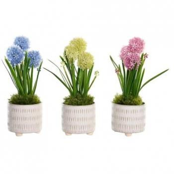 Planta Decorativa DKD Home Decor Espuma Azul Rosa Amarillo Polipropileno 15 x 15 x 30 cm (3 Piezas)