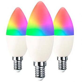 Pack 3 Bombillas LED Vela Smart WiFi E14 5W RGBWW Regulables 450lm 25000H Premium