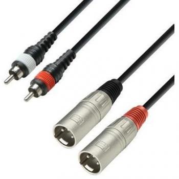 Cable de Audio 2xRCA a 2xXLR macho de 1 metro ADAM K3 con Conectores de Alta Calidad