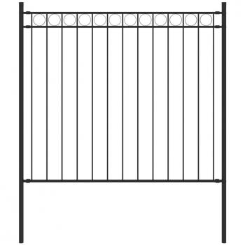 vidaXL Garden Fence Steel 1.7x0.8 m Black