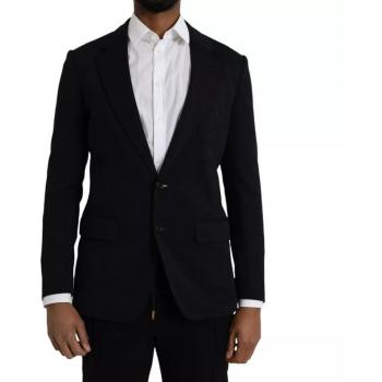Dolce & Gabbana Men's Black Wool Notch Single Breasted Slim Fit Blazer Size IT48/L