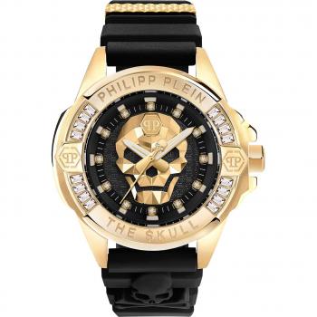 Unisex Philipp Plein THE $KULL GENDERLESS Watch, Crystal Titan Gold Skull Watch, Black unisex, Size: ONE SIZE