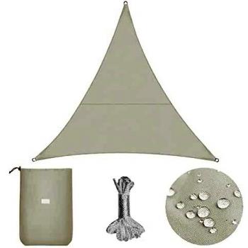 Sekey Toldo Vela de Sombra Impermeable 3.6x3.6x3.6m Triangular Protección Rayos UV, Resistente al Desgarro, para Terraza Balcon Patio Exteriores Jardín, con Ojales y Cuerdas de Fijación, Blanco