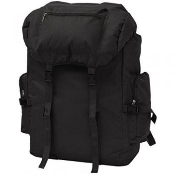 vidaXL Mochila Estilo Militar Senderismo XXL Hidrófuga Resistente 65 L Negro
