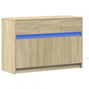 Mueble de TV LED madera de ingeniería roble Sonoma 91x34x61 cm, soporte de TV, aparador de TV, mueble HiFi, banco de TV, armario de TV