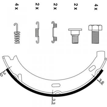 Zapata de freno de mano HELLA 8DA 355 050-441 con accesorios para MERCEDES-BENZ