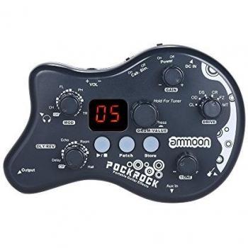 ammoon Múltiples Efecto Pedal PockRock Guitarra Portátil Procesador de Efectos 15 Tipos de Efectos 40 Ritmos del Tambor Función de Ajuste con Adaptador de Corriente