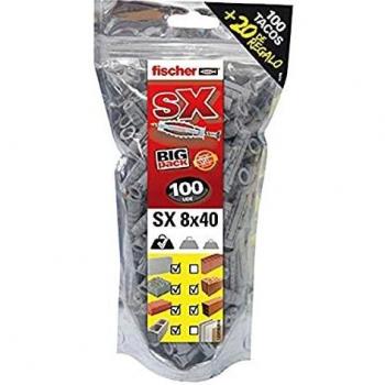 Paquete Grande de Tacos Fischer SX Ø8x40mm, 120 Unidades
