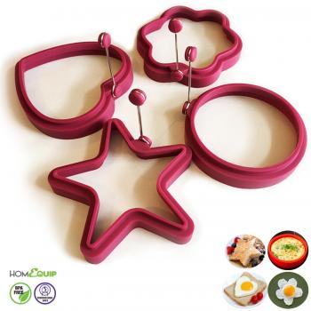 homequip de diversión y forma de Creative silicona de grado de alimentos de cocina Anillos – PREMIUM para huevos antiadherente molde para desayuno Sano | Crea tortitas, tortillas y huevos | Family Pack