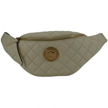 Versace White Lamb Leather Belt Bag, Elegant White Leather Belt Bag, Female, Size: ONE SIZE