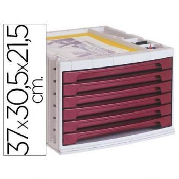 Fichero Cajones de Sobremesa Q-Connect 370X305X215 mm Bandeja Organizadora Superior 6 Cajones Burdeo