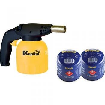 KAPITAL TOOLS - Pack soplete candileja KT537P + 2 cartuchos, negro y amarillo