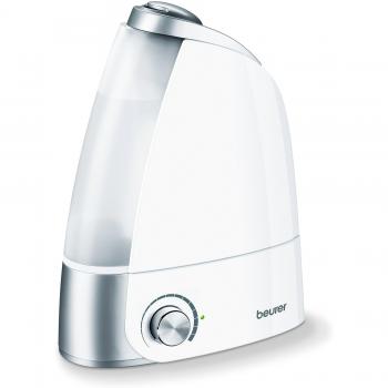 Beurer LB44 - Humidificador de aire ultrasónico higiénico e inodoro, humidificación por vaporización de agua, depósito 2.8 litros extráible, 20 W, alcance 25 m², color blanco y plata