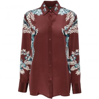 Etro Women's Printed Silk Shirt in Red | Size 38 | WRIA0013AV530X0827
