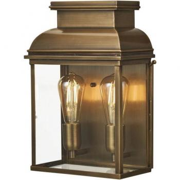 Linterna de pared de jardín grande Old Bailey - Linterna de pared grande para exteriores, 2 luces, material de latón, clasificación IP44, casquillo E27