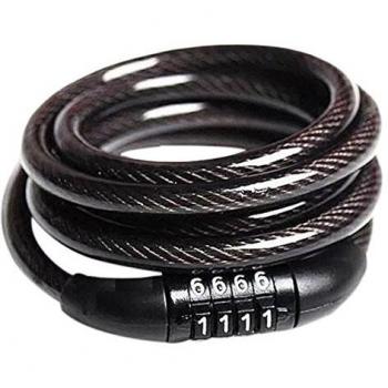 Candado de combinación Bulk Hardware BH04734, Espiral de 10 mm x 1 m, no reiniciable, de 4 dígitos, Color Negro