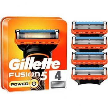 Gillette Fusion 5 Power Cuchillas de Afeitar Hombre, Paquete de 4 Cuchillas de Recambio