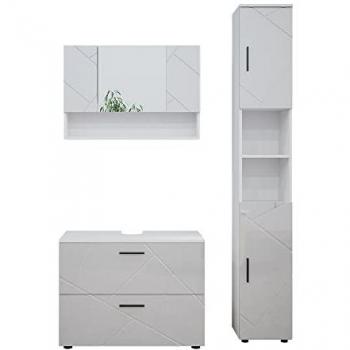 Conjunto de Muebles de Baño Irma, Blanco Alto Brillo, 3 Piezas, Mueble Bajo 80 cm