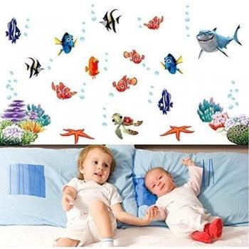 Anself DIY Wallpaper Mural Pegatinas de pared extraíbles Vinilos adhesivos Mundo Submarino Varios océano de los pescados