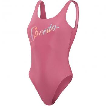 Bañador de mujer Speedo Logo Deep U-Back rosa chicle - Talla 36