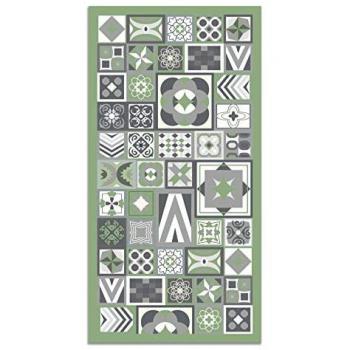 Alfombra Vinílica Estilo Hidráulico Verde 120x170 cm - Antideslizante, Antihongos e Ignífuga