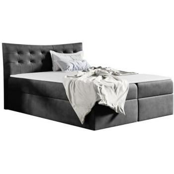 Cama Continental Baltimore 157 Doble Tapizada en Gris con Somieres - 204x213x125cm