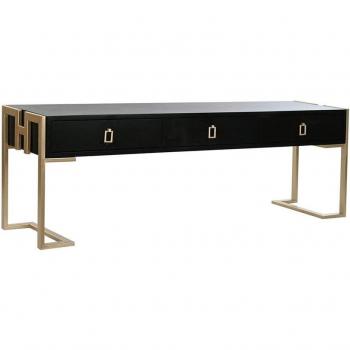 Mesa centro madera metal 150x36x48 negro