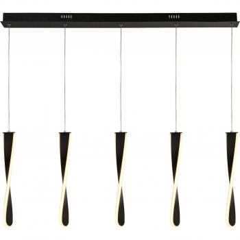 Lámpara colgante de aluminio negro mate Paddle con 5 bombillas y 39 cm de longitud
