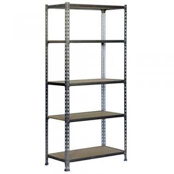 Estantería metálica sin tornillos Maderclick de 5 estantes Galva/Madera Simonrack 2000x1000x500 mms - Estantería con aglomerado - Estantería para despensa - 150 Kgs de capacidad por estante