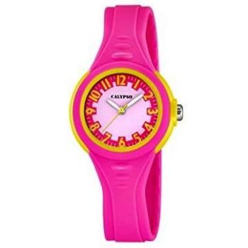 Calypsozreloj de nina de cuarzo con rosa esfera analogica pantalla y correa de plastico de color rosa k56863
