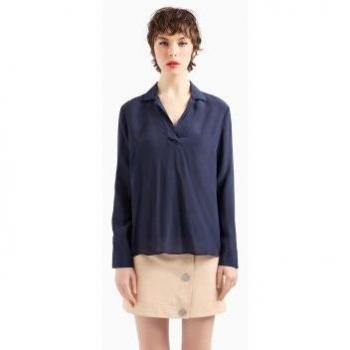 Armani Exchange Women's Long Sleeve Solid Navy Blouse Size M