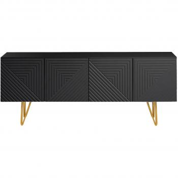 Mueble TV de diseño OZEN en negro y metal dorado 140 cm