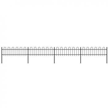 vidaXL Garden Fence with Hoop Top Steel 6.8x0.6 m Black