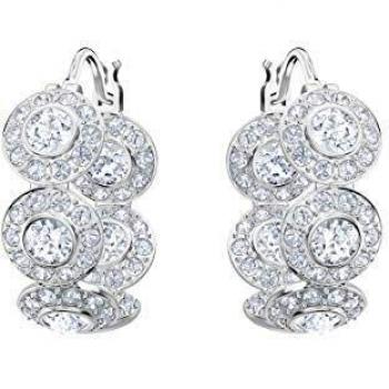 Swarovski Pendientes de aro Angelic, baño de rodio, cristal blanco, para mujer