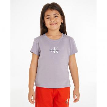 Camiseta de niña lila de manga corta Calvin Klein