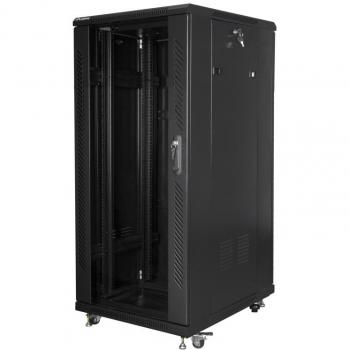 Armario rack Lanberg 27U con puerta de cristal y LCD