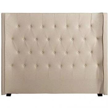 Cabecero Cama de 150 capitoné de Tela y Madera Beige de 170x140 cm - LOLAhome