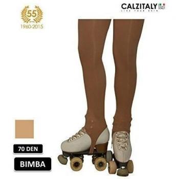 CALZITALY Medias Con Estribo Para Niña | Patinaje Artístico | Professional Skating | Natural | 70 Den | 6, 8, 10, 12 Años | Calcetería Italiana |