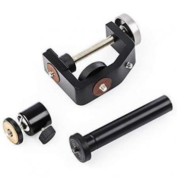 Grampo Walimex Pro KX-25 con Rótula de Bola - Pinza de Trípode, Aluminio, Columna Central Extensible 12,5-20 cm para Cámara y Luces LED