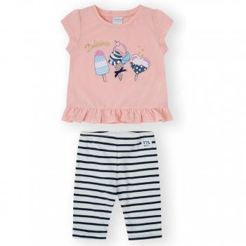 CONJUNTO DE BEBÉ NIÑA - Camiseta con volantes y leggin a rayas