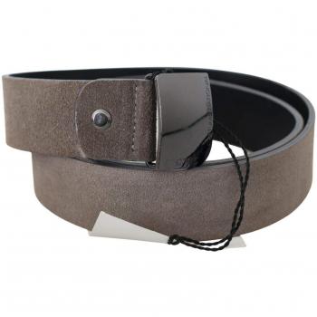 Costume National Brown Leather Square Logo Buckle Belt - 85 cm / 34 Inches